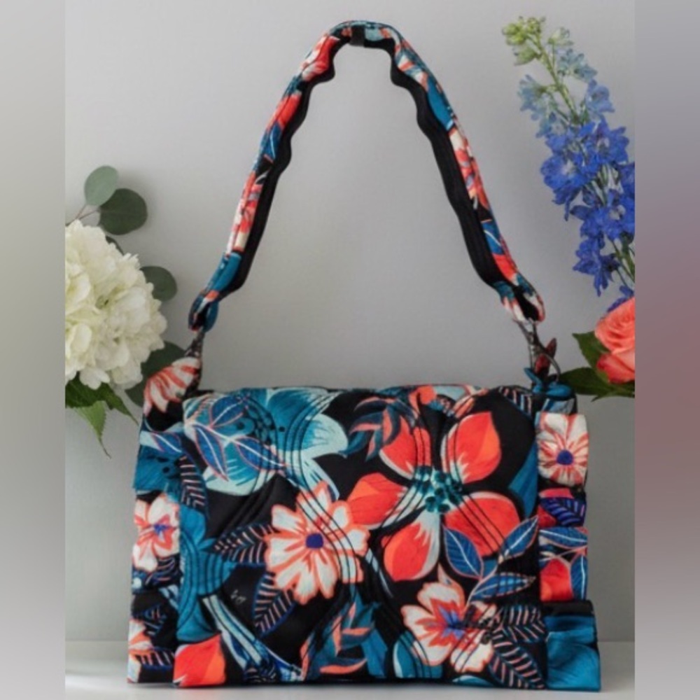 LUG Conga Ruffle Floral Resort Tropics Convertible Crossbody Shoulder Bag NWOT